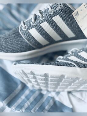 adidas Gray Knit Trainers with White Three Stripes